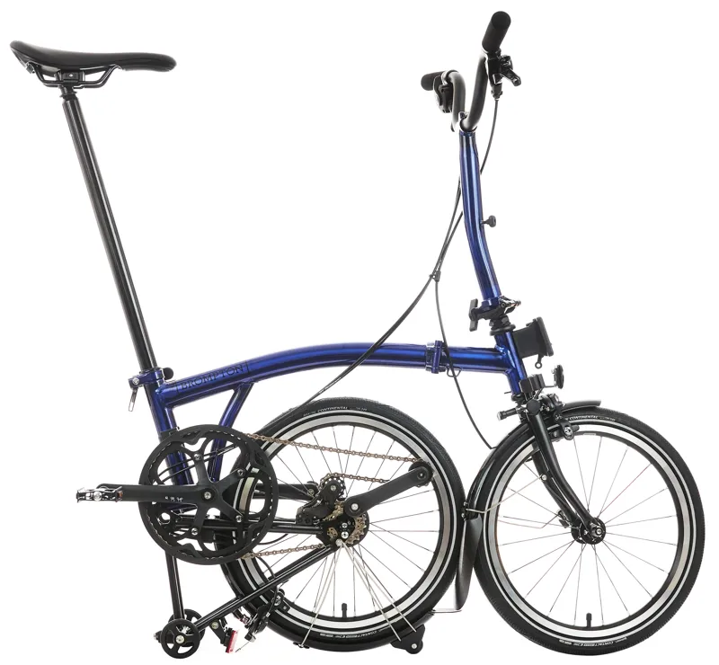 Brompton P Line Explore 12 Speed Folding Bike 2024 in Bolt Blue Lacquer-2